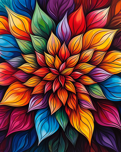 Peinture par numéro Feuillage Kaléidoscope, a plat — Maison Artsen