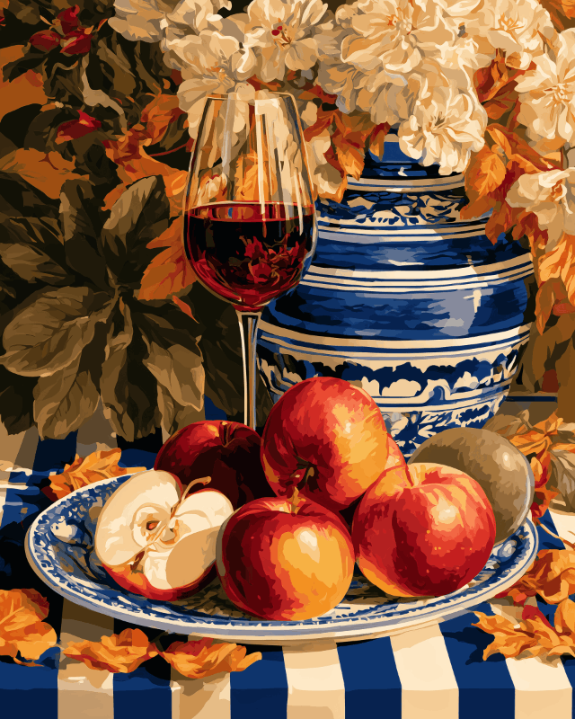 Peinture par numéro Table aux Pommes d'Automne, a plat — Maison Artsen