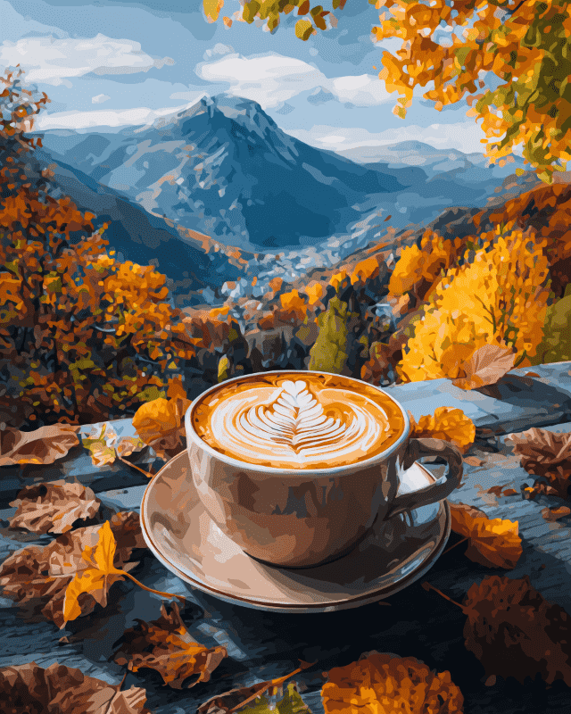 Peinture par numéro Café dans les Alpes, a plat — Maison Artsen