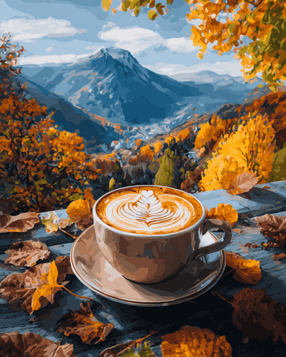 Peinture par numéro Café dans les Alpes, a plat — Maison Artsen