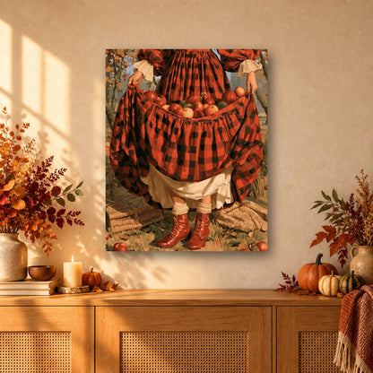 Tableau peinture par numéro Cueillette dans la Jupe accroché dans un intérieur décoré, Maison Artsen