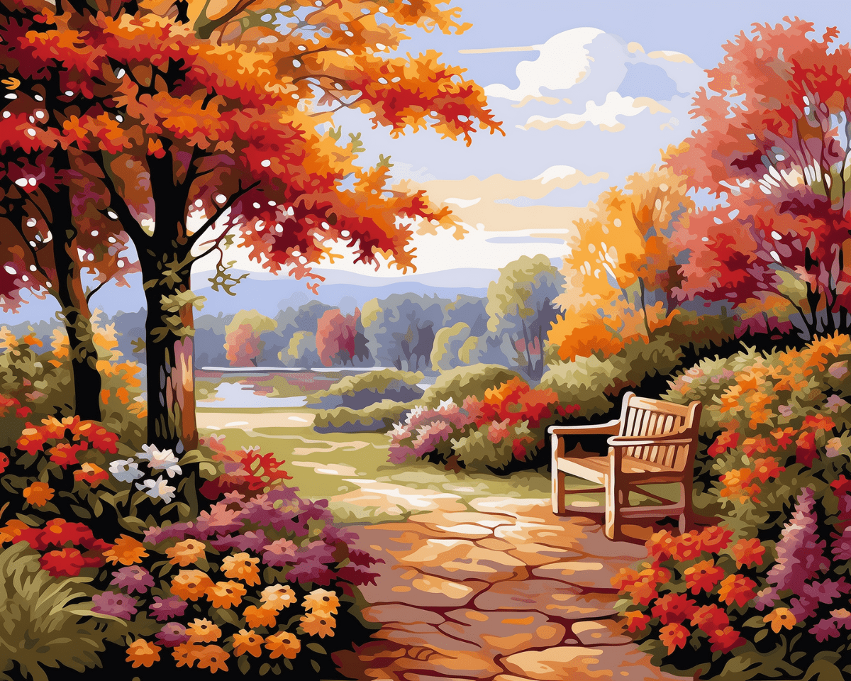 Peinture par numéro Jardin des Souvenirs, a plat — Maison Artsen