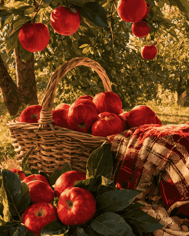 Peinture par numéro Panier de Pommes du Verger, a plat — Maison Artsen