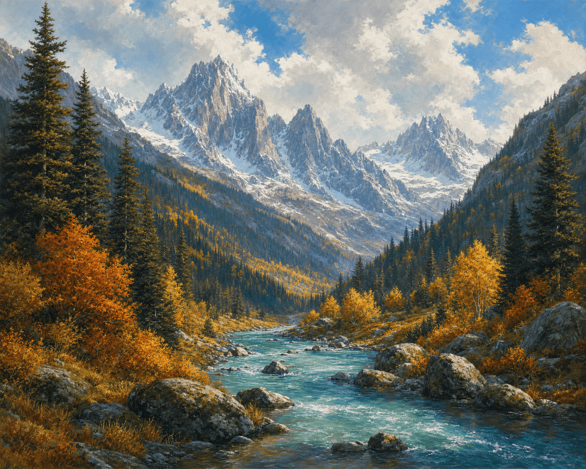 Peinture par numéro Majesté des Montagnes, a plat — Maison Artsen