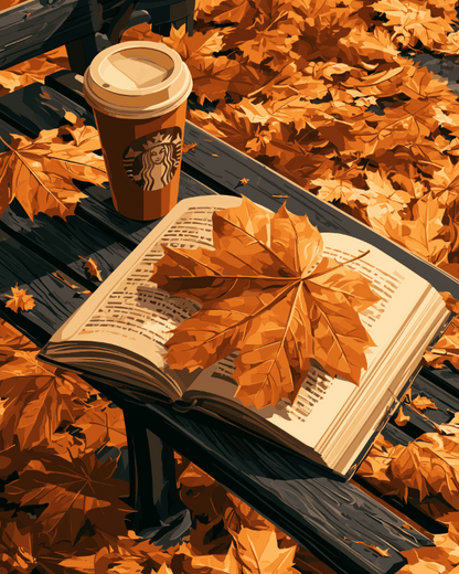 Peinture par numéro Feuilles et Café, a plat — Maison Artsen