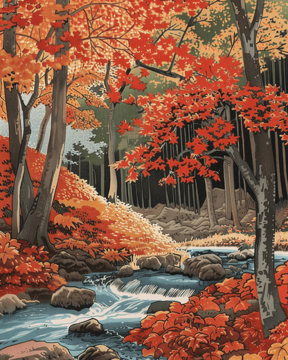 Peinture par numéro Fin d'Automne, a plat — Maison Artsen