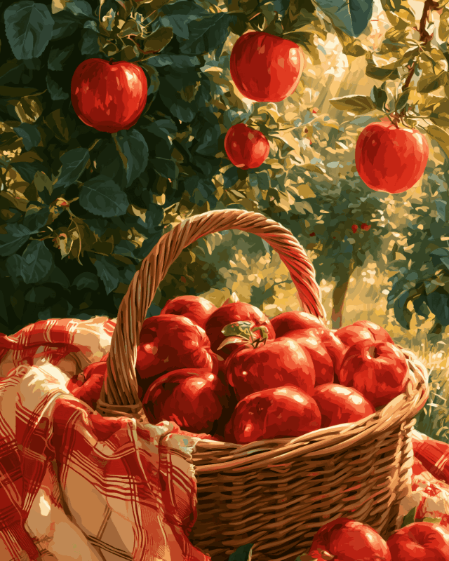 Peinture par numéro Récolte de Pommes, a plat — Maison Artsen