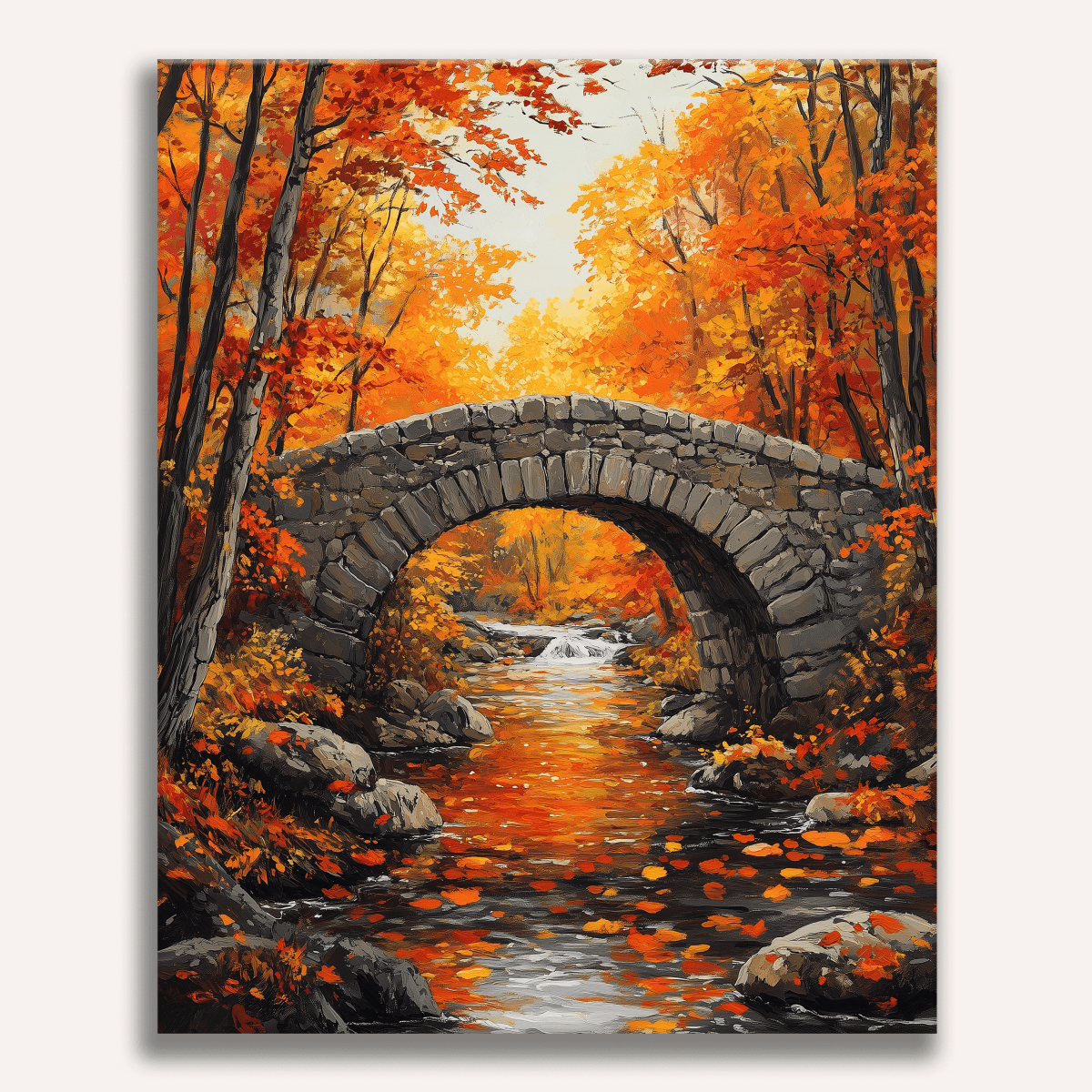 Peinture par numéro adulte Vieux Pont de Pierre, visuel complet du design sur toile, Maison Artsen