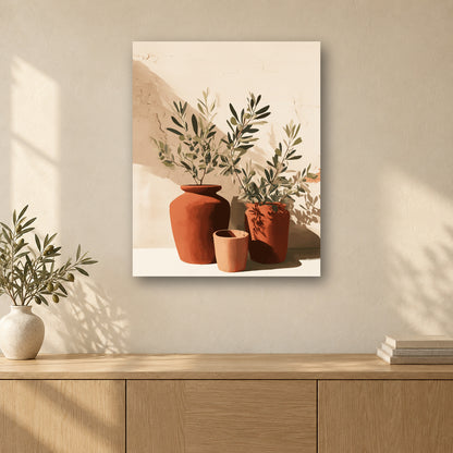 Tableau peinture par numéro Ombres de l’Olivier accroché dans un intérieur décoré, Maison Artsen