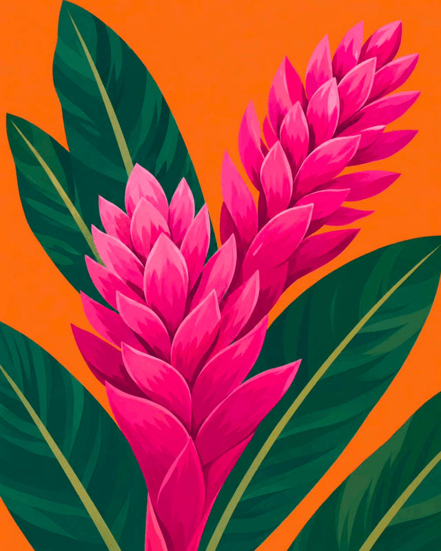 Peinture par numéro adulte Fleur des Îles, visuel complet du design sur toile, Maison Artsen