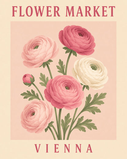 Peinture par numéro adulte Fleurs de Vienne, visuel complet du design sur toile, Maison Artsen