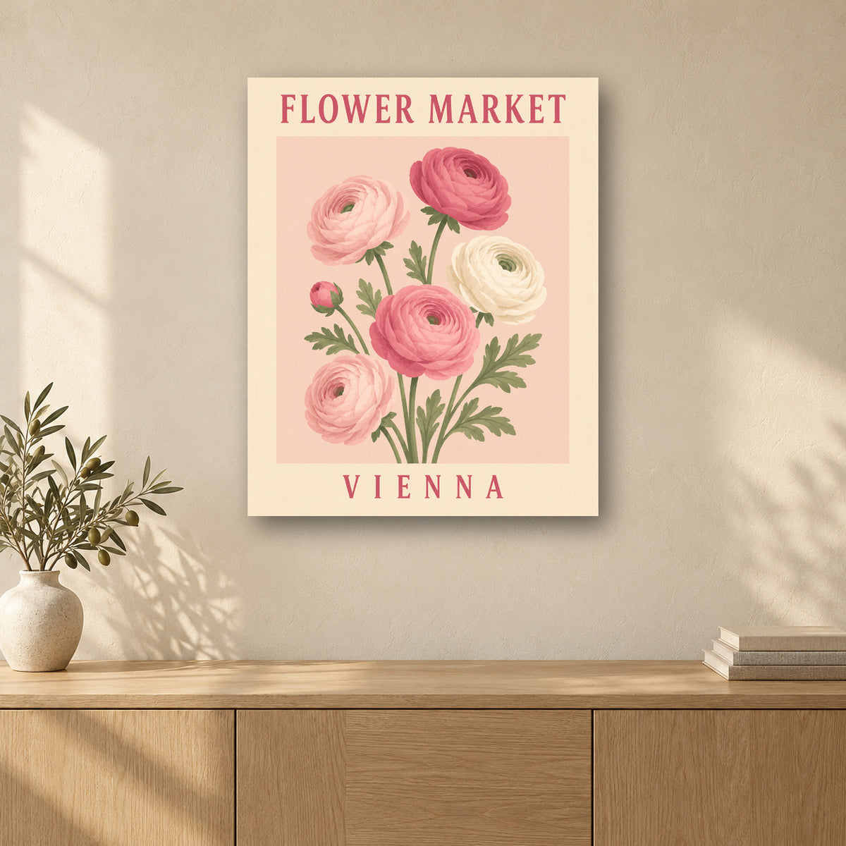 Tableau peinture par numéro Fleurs de Vienne accroché dans un intérieur décoré, Maison Artsen