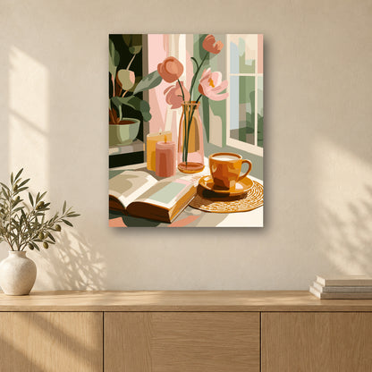 Tableau peinture par numéro Lumière à la Fenêtre accroché dans un intérieur décoré, Maison Artsen