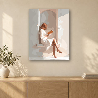Tableau peinture par numéro Le Coin Lecture accroché dans un intérieur décoré, Maison Artsen