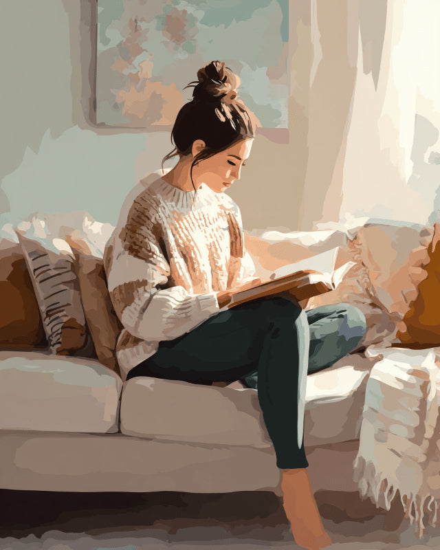 Peinture par numéro adulte Instants Paisibles, visuel complet du design sur toile, Maison Artsen