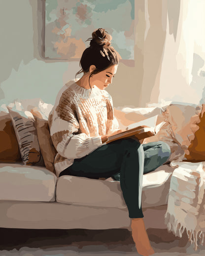 Peinture par numéro adulte Instants Paisibles, visuel complet du design sur toile, Maison Artsen
