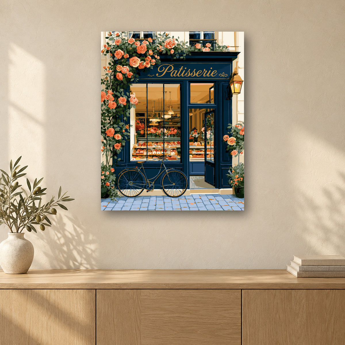 Tableau peinture par numéro Matin Parisien accroché dans un intérieur décoré, Maison Artsen