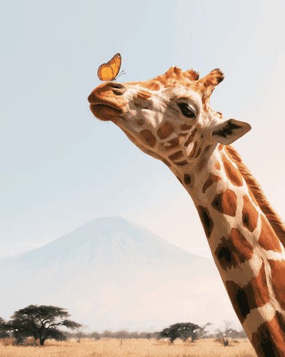 Peinture par numéro adulte Girafe du Kilimandjaro, visuel complet du design sur toile, Maison Artsen