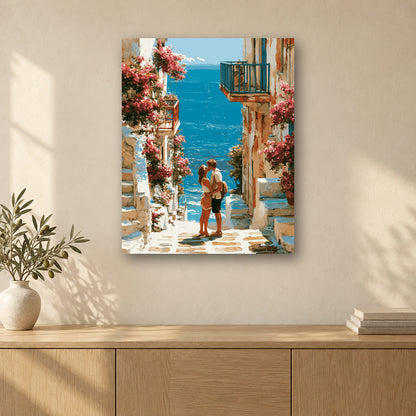 Tableau peinture par numéro Amour d’Été accroché dans un intérieur décoré, Maison Artsen