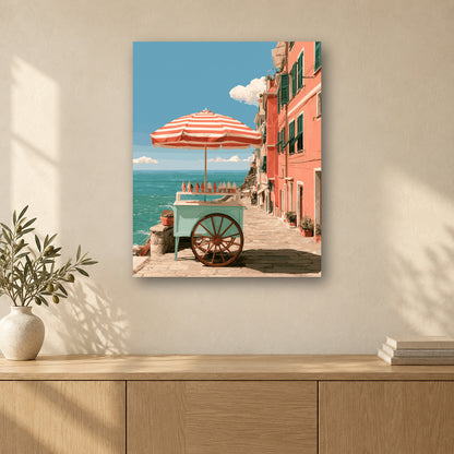Tableau peinture par numéro Glaces en Bord de Mer accroché dans un intérieur décoré, Maison Artsen