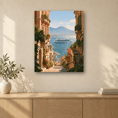 Tableau peinture par numéro Vue sur le Vésuve accroché dans un intérieur décoré, Maison Artsen