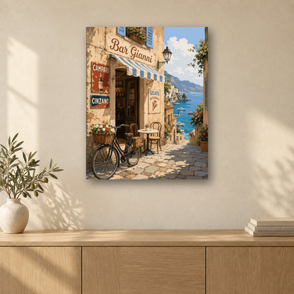 Tableau peinture par numéro Riviera Italienne accroché dans un intérieur décoré, Maison Artsen