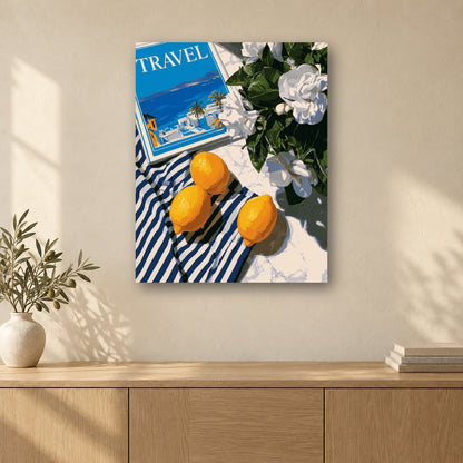 Tableau peinture par numéro Carnet de Voyage accroché dans un intérieur décoré, Maison Artsen