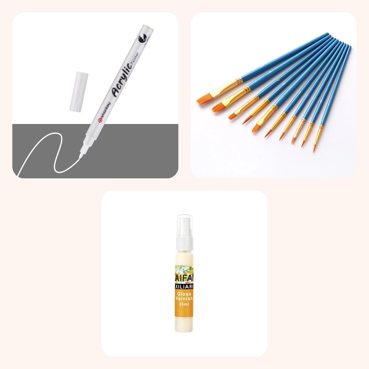 Kit de finition – Marqueur, pinceaux et vernis – Maison Artsen