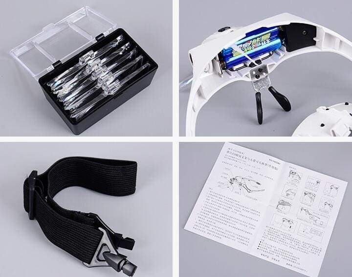 Lunettes loupe de précision avec lampe LED – 5 lentilles – Maison Artsen