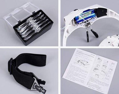 Lunettes loupe de précision avec lampe LED – 5 lentilles – Maison Artsen