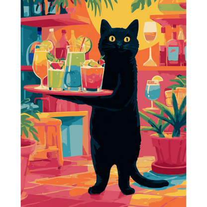 Chat Barman - Tableau peinture par numéro