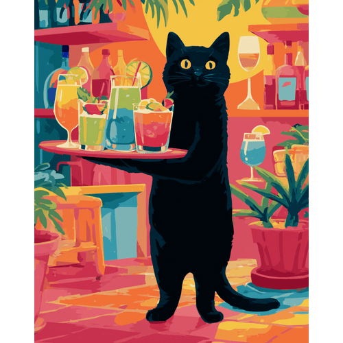 Chat Barman - Tableau peinture par numéro