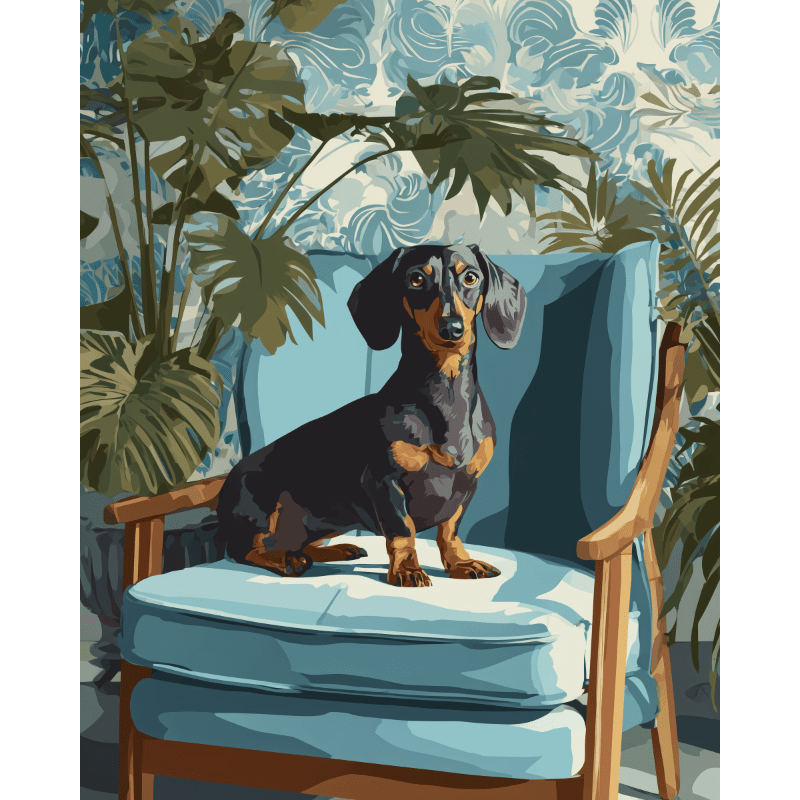 Dachshund Poseur - Tableau peinture par numéro