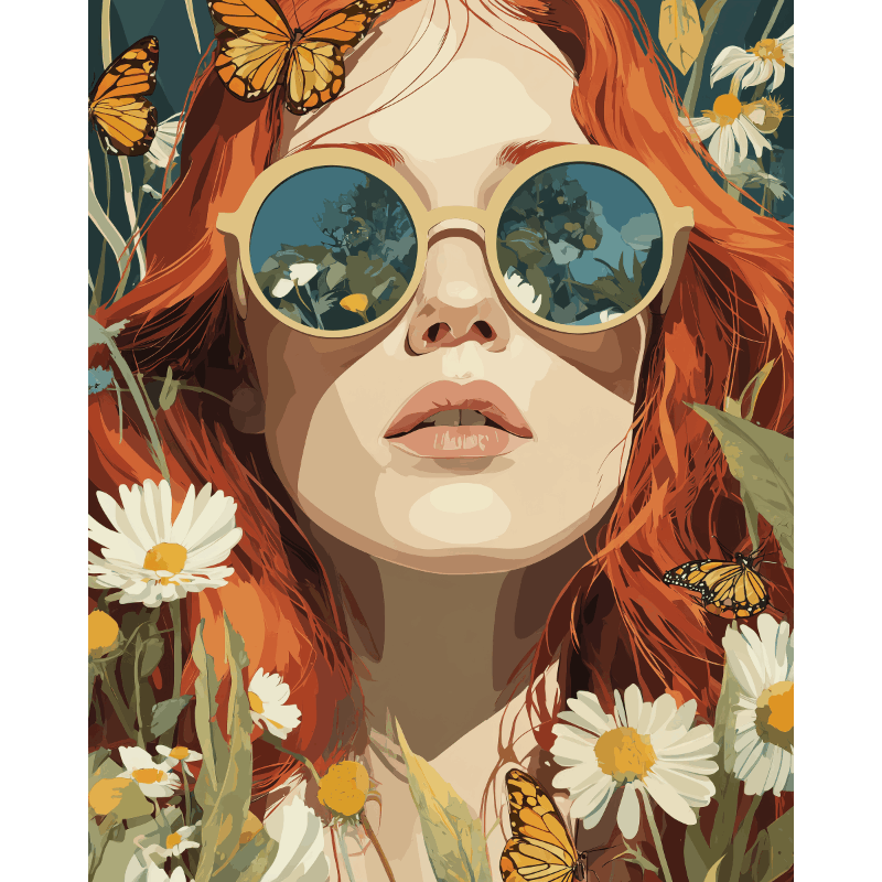 À travers des Lunettes Fleuries - Peinture par numéro Maison Artsen