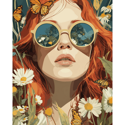 À travers des Lunettes Fleuries - Peinture par numéro Maison Artsen