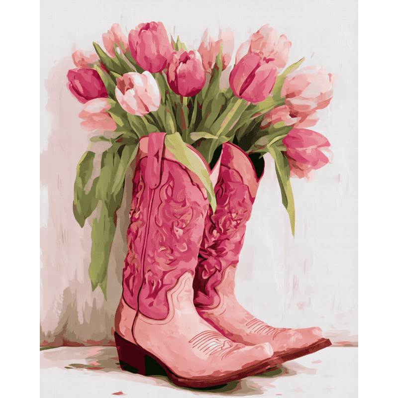 Tulipes Cowgirl - Tableau peinture par numéro