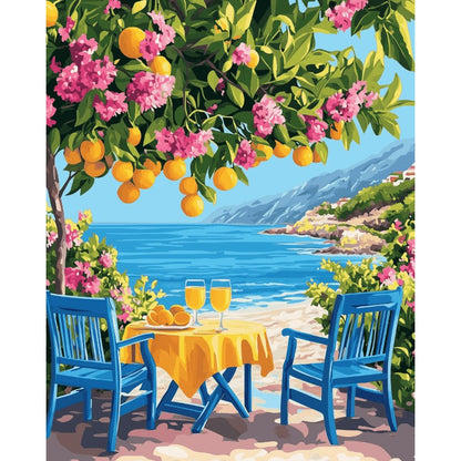 Modèle à peindre Agrumes en Bord de Mer, peinture par numéro 30×40 cm — Maison Artsen