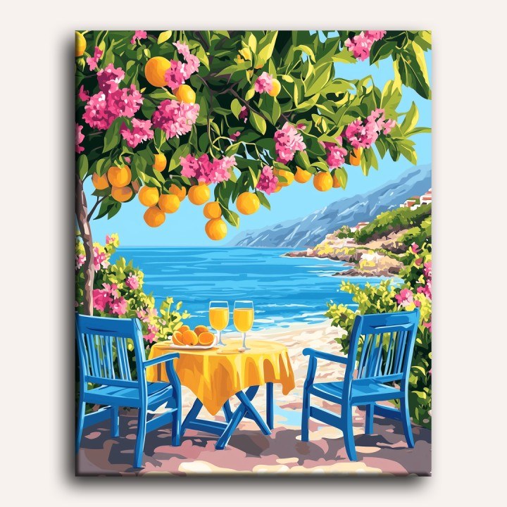 Peinture par numéro adulte Agrumes en Bord de Mer, toile tendue 30×40 cm — Maison Artsen