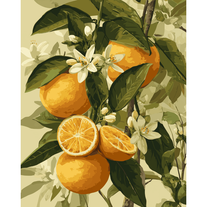 Agrumes en Fleurs - Peinture par numéro Maison Artsen