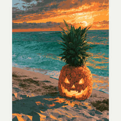 Peinture par numéro adulte Ananas Lanterne, visuel complet du design — Maison Artsen