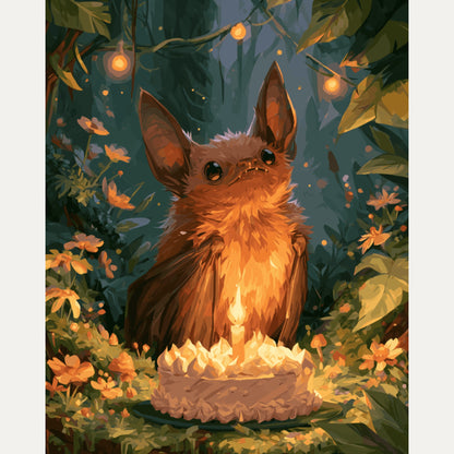 Peinture par numéro adulte Anniversaire de la Chauve-Souris, visuel complet du design — Maison Artsen