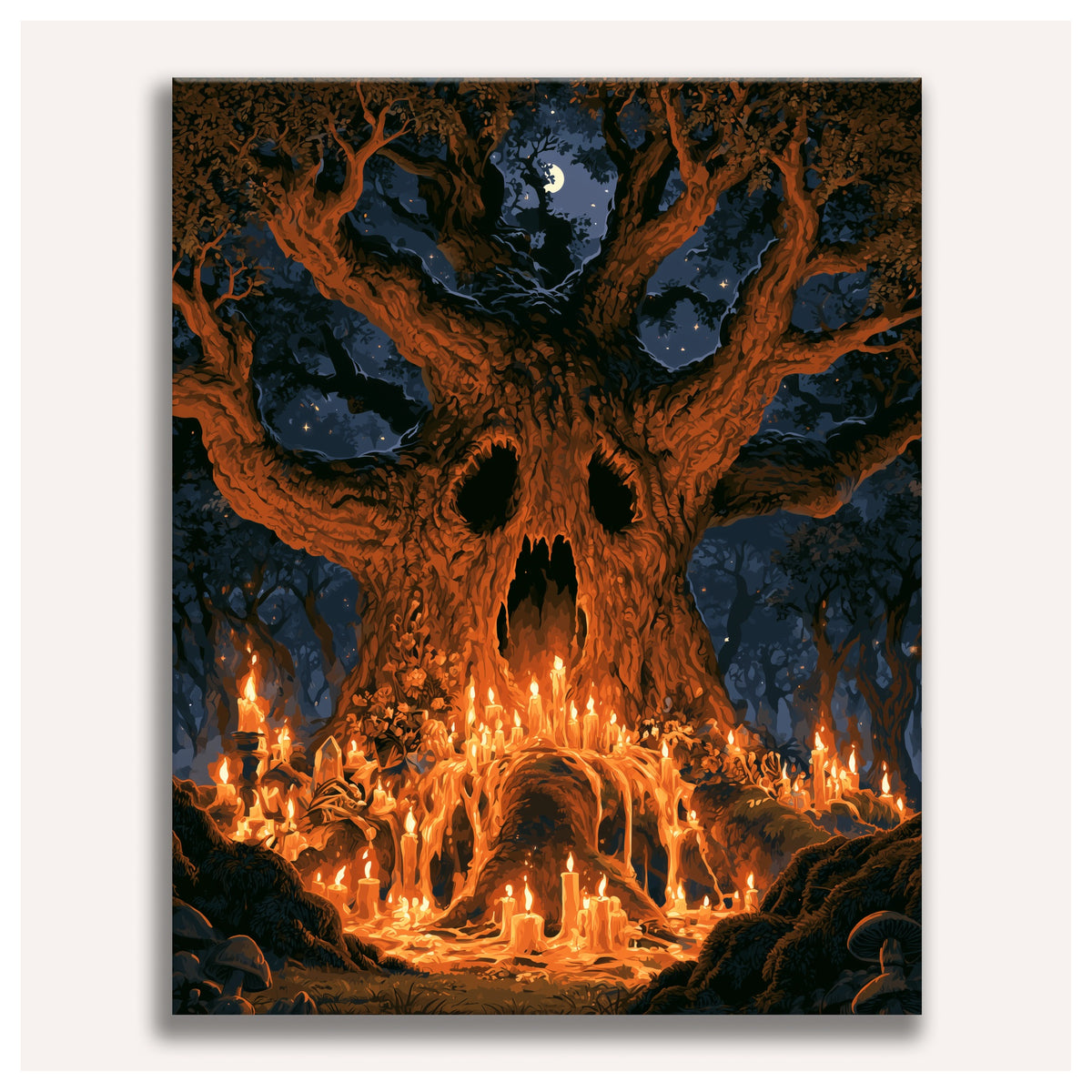 Peinture par numéro adulte Arbre aux Mille Bougies, toile tendue vue de face — Maison Artsen