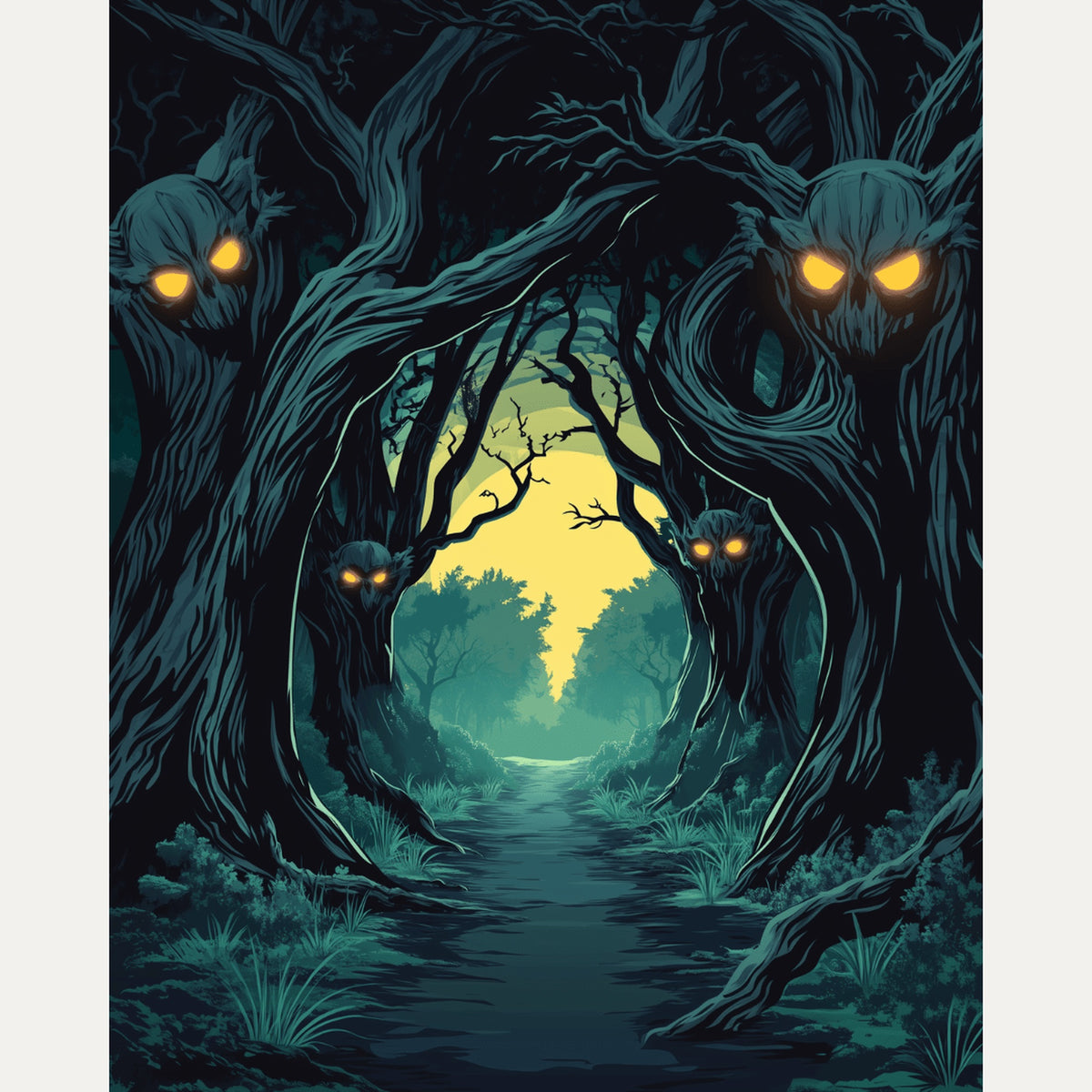 Peinture par numéro adulte Arbres aux Yeux d'Or, visuel complet du design — Maison Artsen