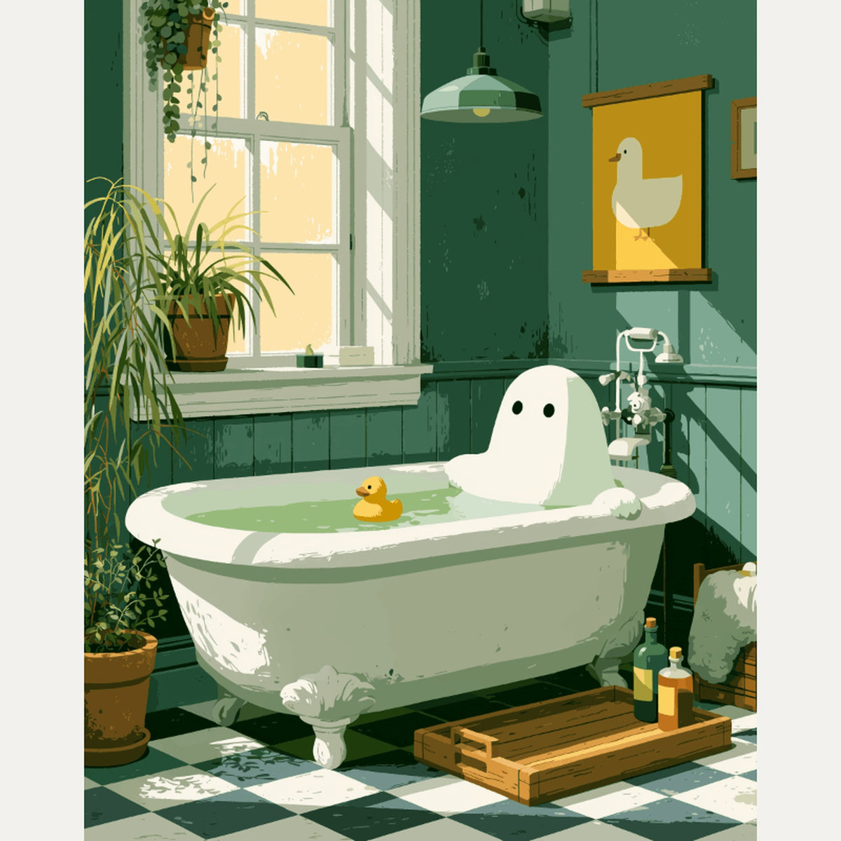 Peinture par numéro adulte Bain de Douceur, visuel complet du design — Maison Artsen