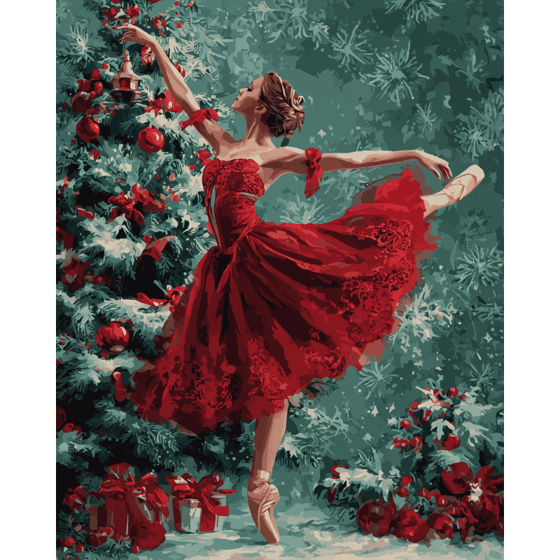 Ballerine en Rouge - Tableau peinture par numéro