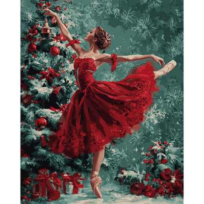 Ballerine en Rouge - Tableau peinture par numéro
