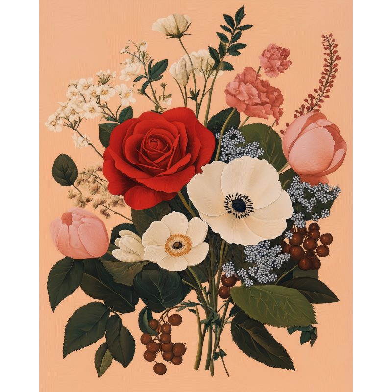 Joli Bouquet de Fleurs - Tableau peinture par numéro