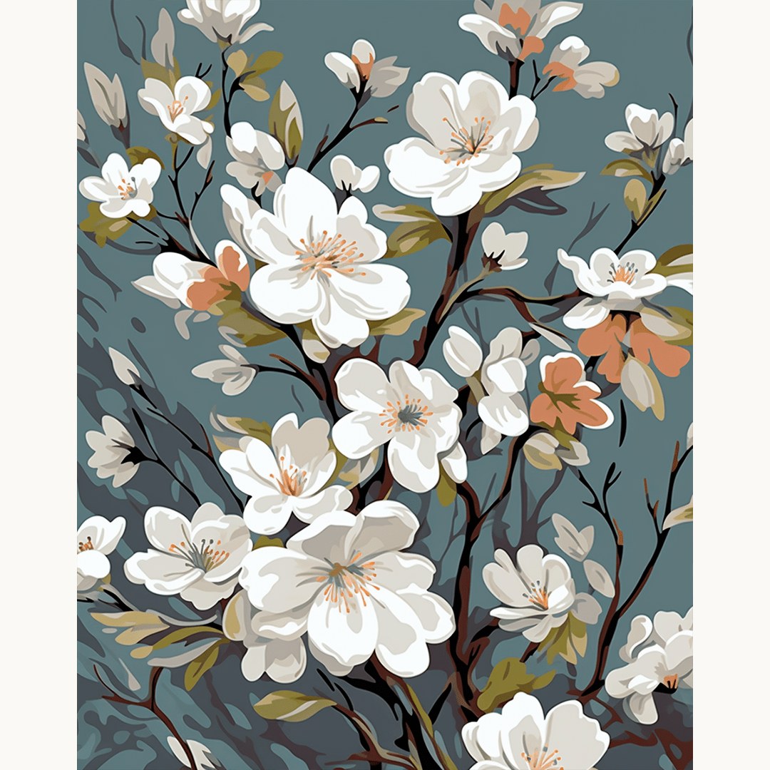 Modèle à peindre Branches de Magnolia, peinture par numéro 30×40 cm — Maison Artsen