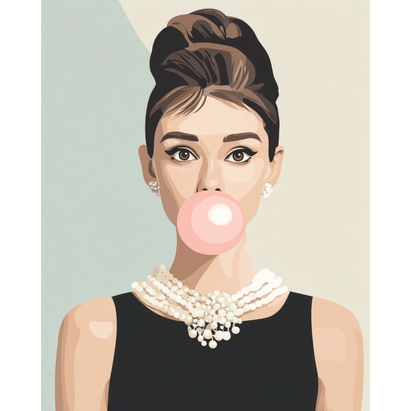 Modèle à peindre Bulle de Chewing-gum, peinture par numéro 30×40 cm — Maison Artsen