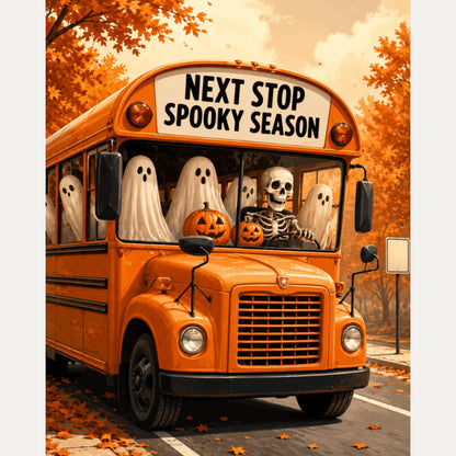 Peinture par numéro adulte Bus des Fantômes, visuel complet du design — Maison Artsen